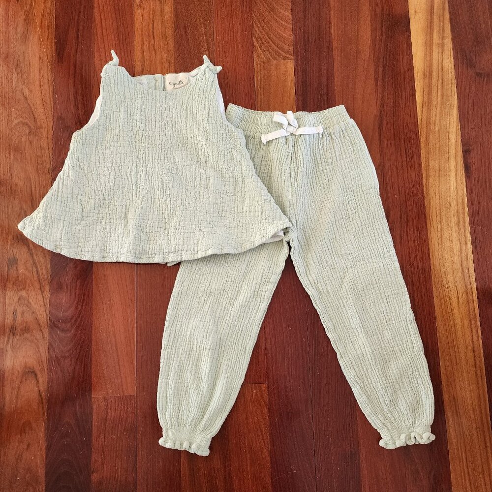 Vignette Girls Clover Top & Isabella Pant | Sage Green | Size 10Y